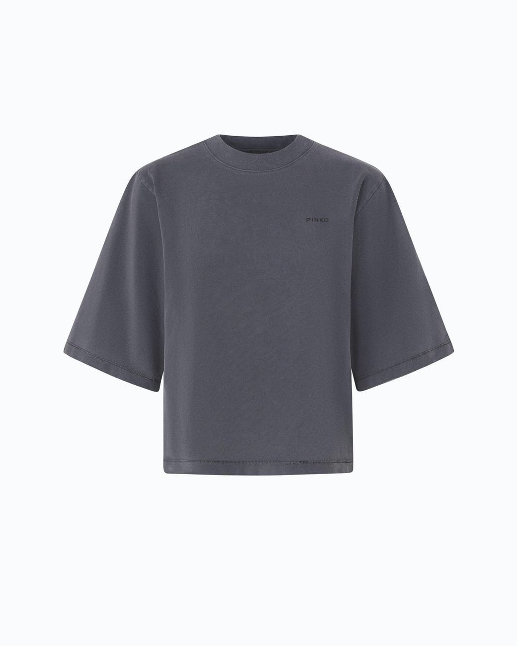 Pinko Blue Faded-Effect T-Shirt With Love Birds Logo