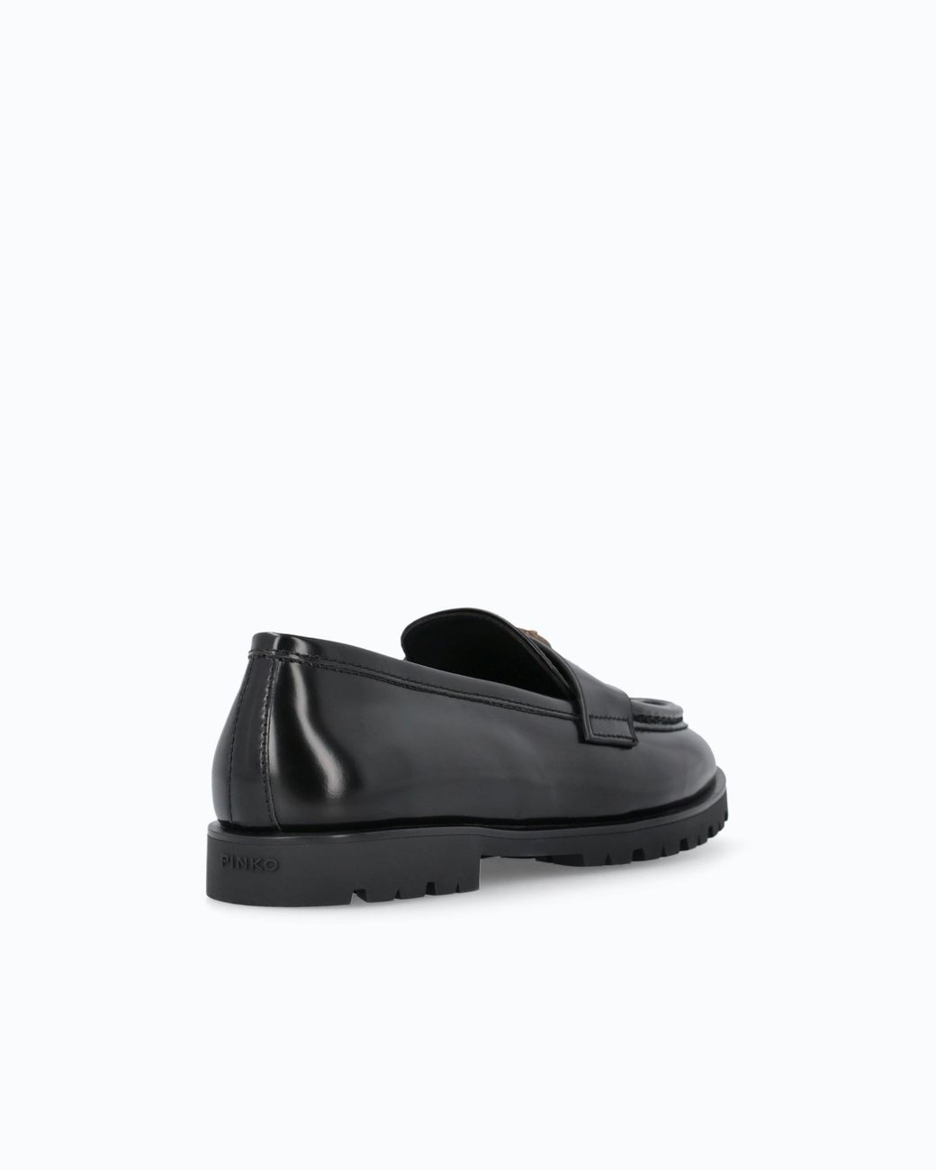 Pinko White Leather Loafers With Logo And Lug Sole