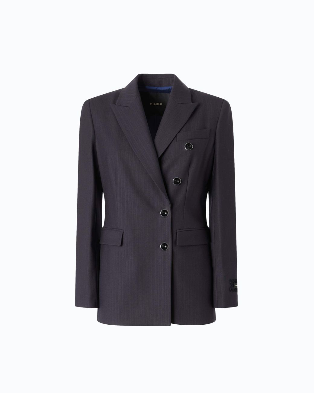 Pinko Blue Double-Breasted Slim-Fit Wool-Blend Jacket