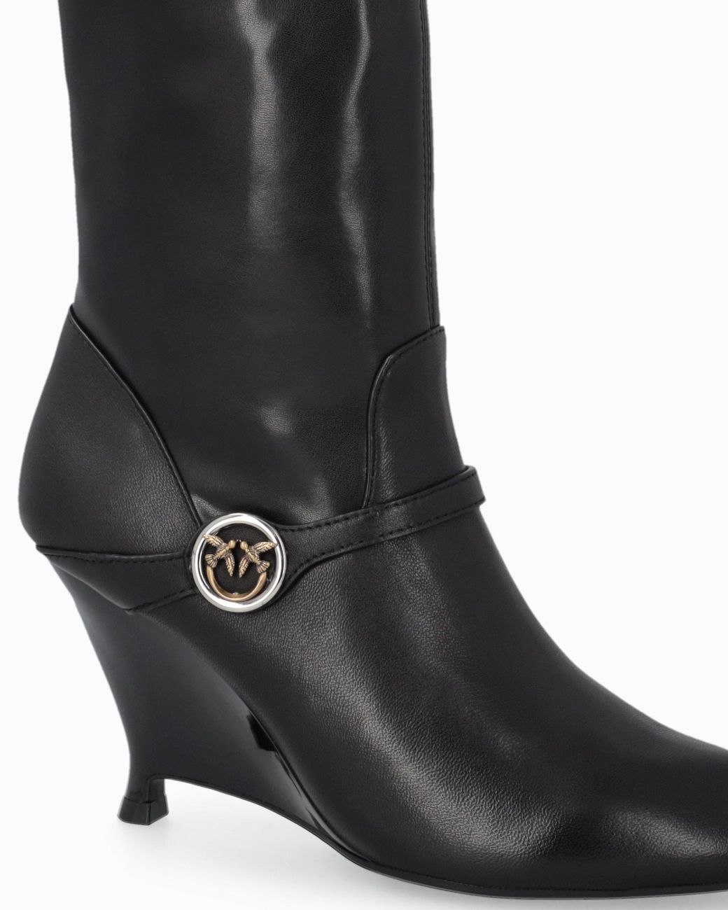 Pinko Black Nappa Leather Boots With Extra-High Leg Shaft