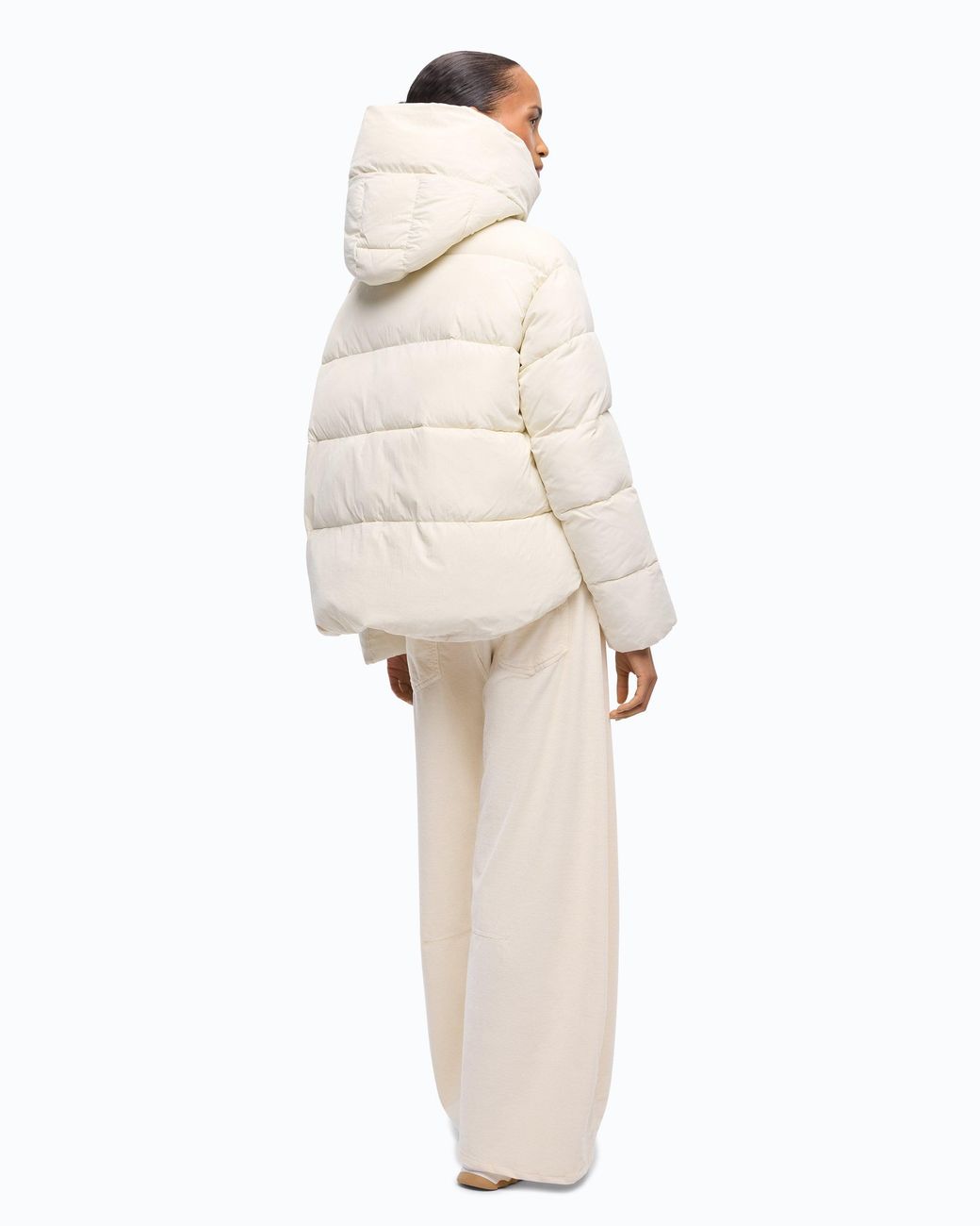 Pinko White Technical Canvas Jacket With Hood