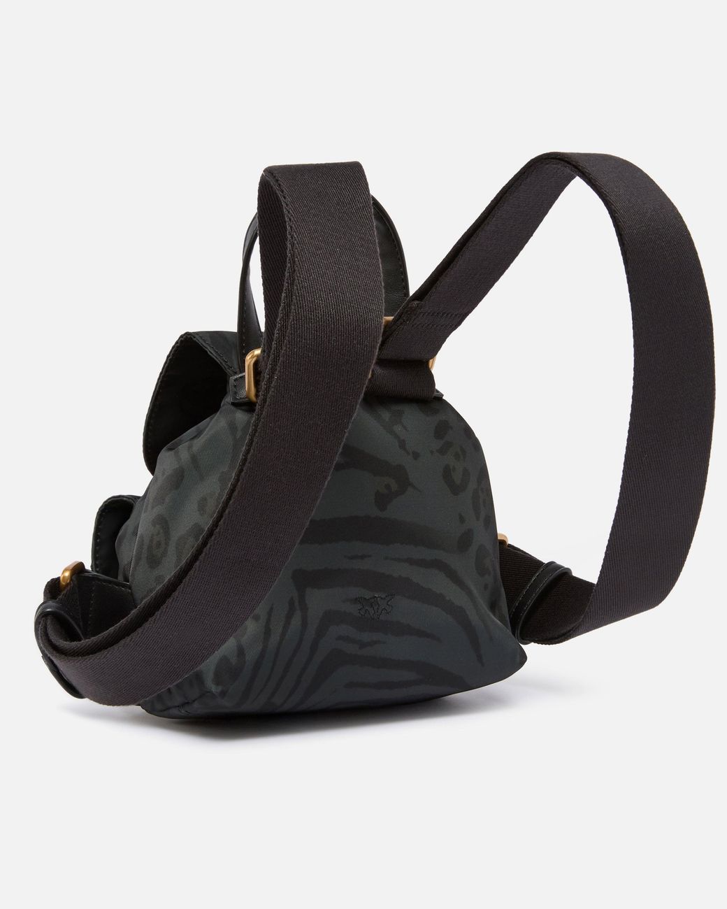 Pinko Black Small Nylon Backpack With Animal Print