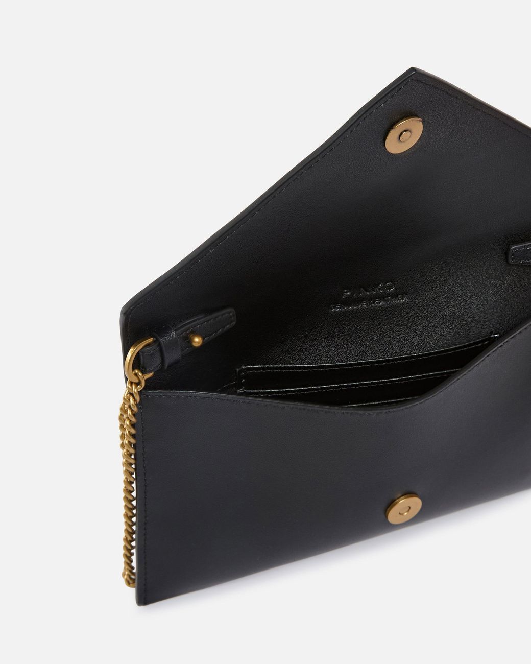 Pinko White Small Smooth Leather Envelope Clutch Bag With Love Birds Logo
