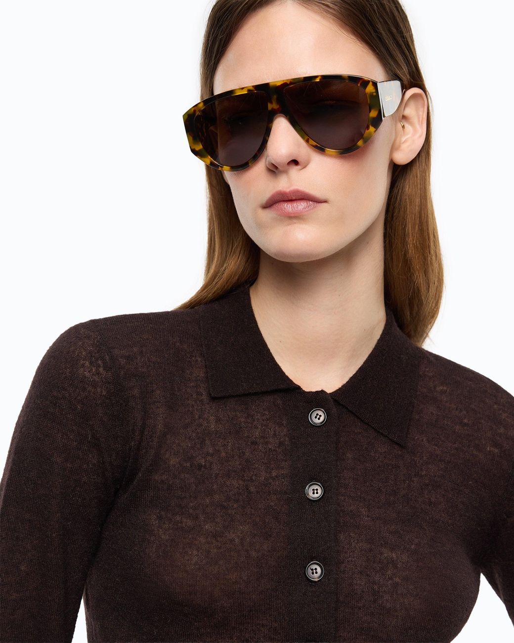 Pinko Black Cropped Cardigan With Polo Collar