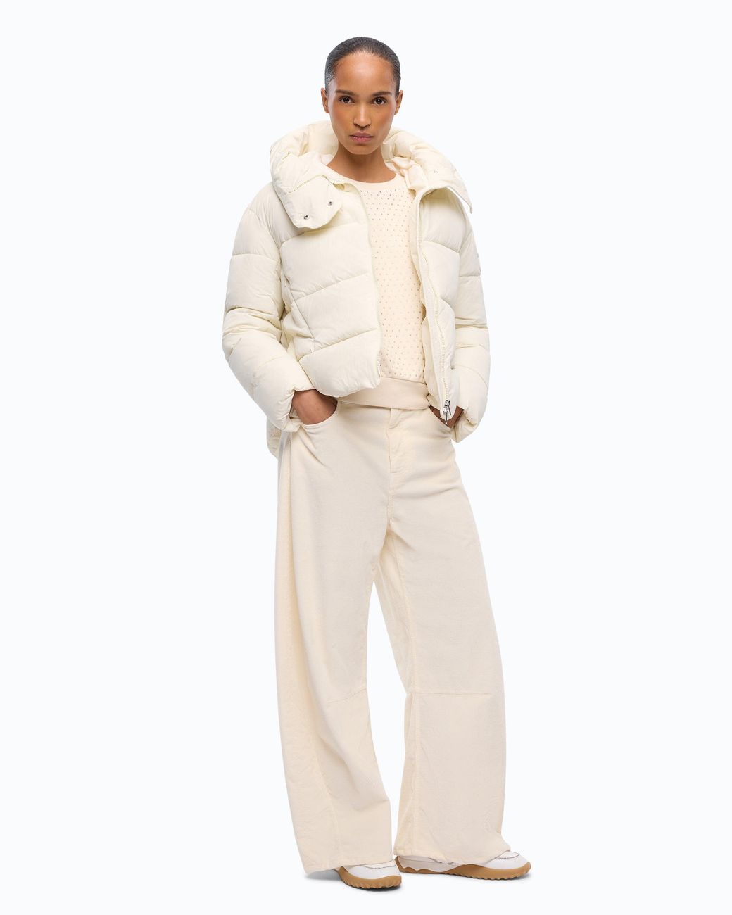 Pinko White Technical Canvas Jacket With Hood