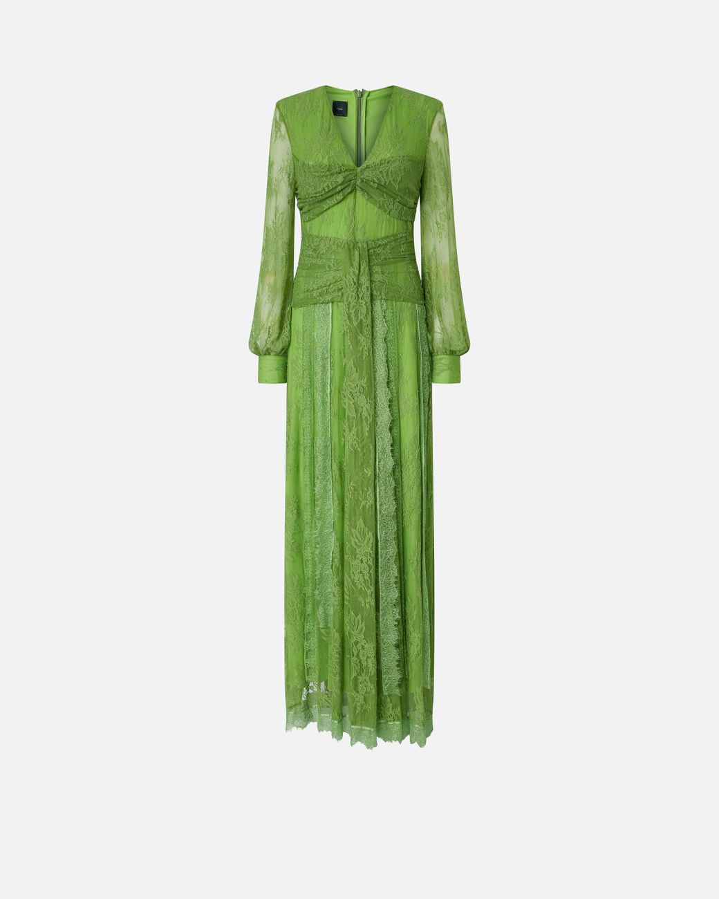 Pinko Long Lace Dress With V-Neck in Green | Lyst