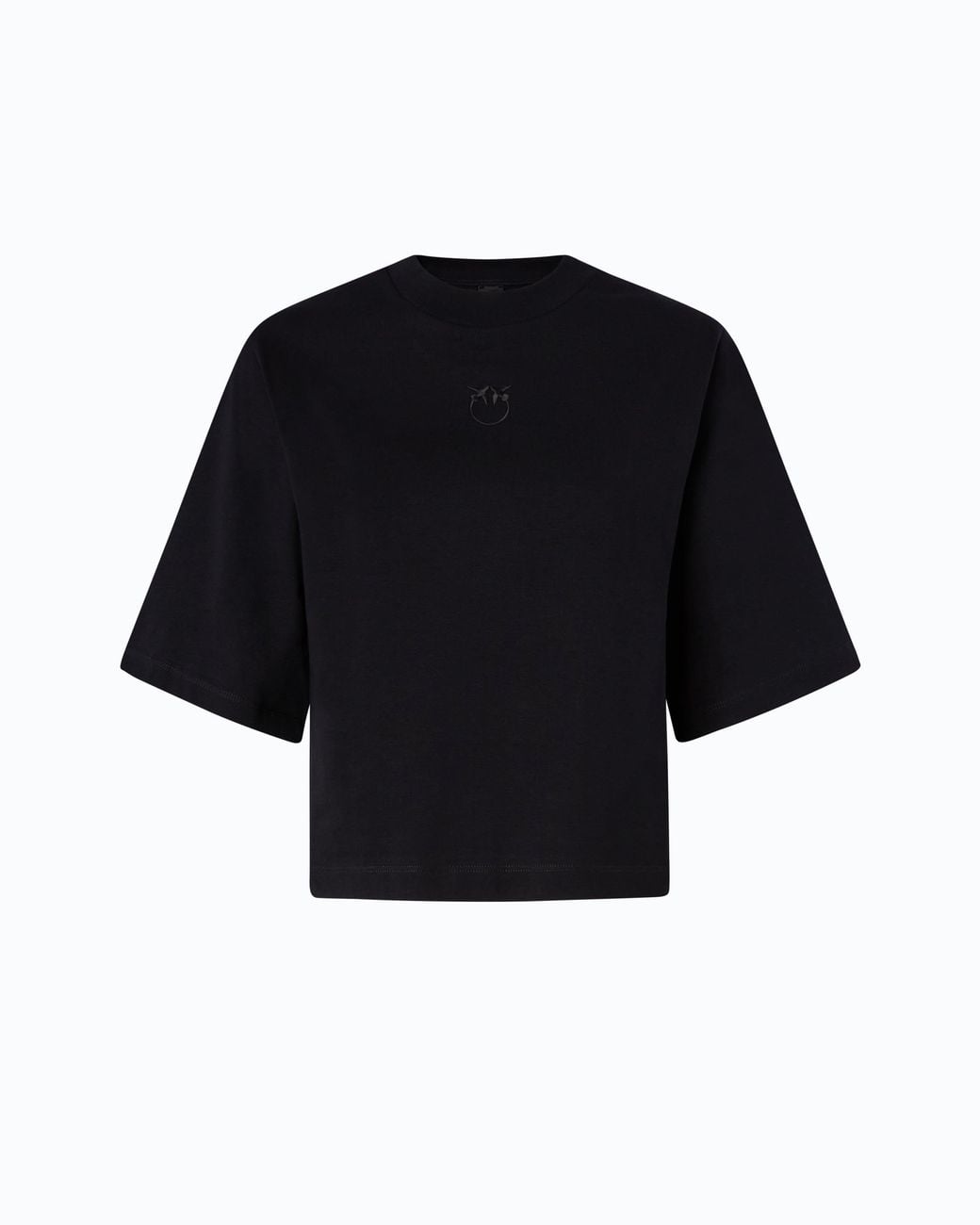 Pinko Black T-Shirt With Wide Sleeves And Love Birds Logo