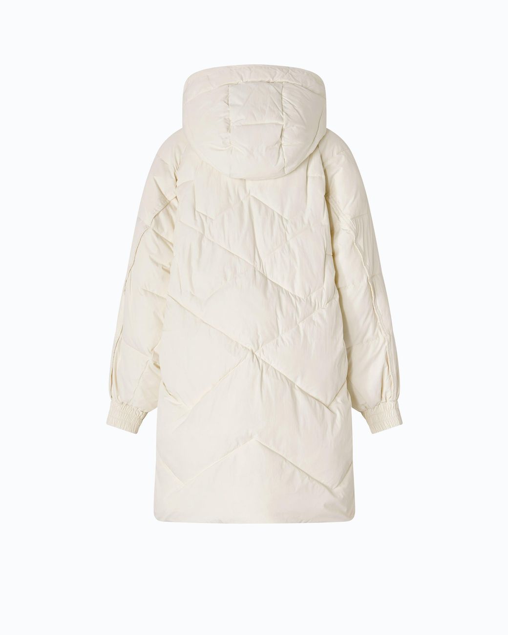 Pinko White Long Quilted Down Jacket With Hood