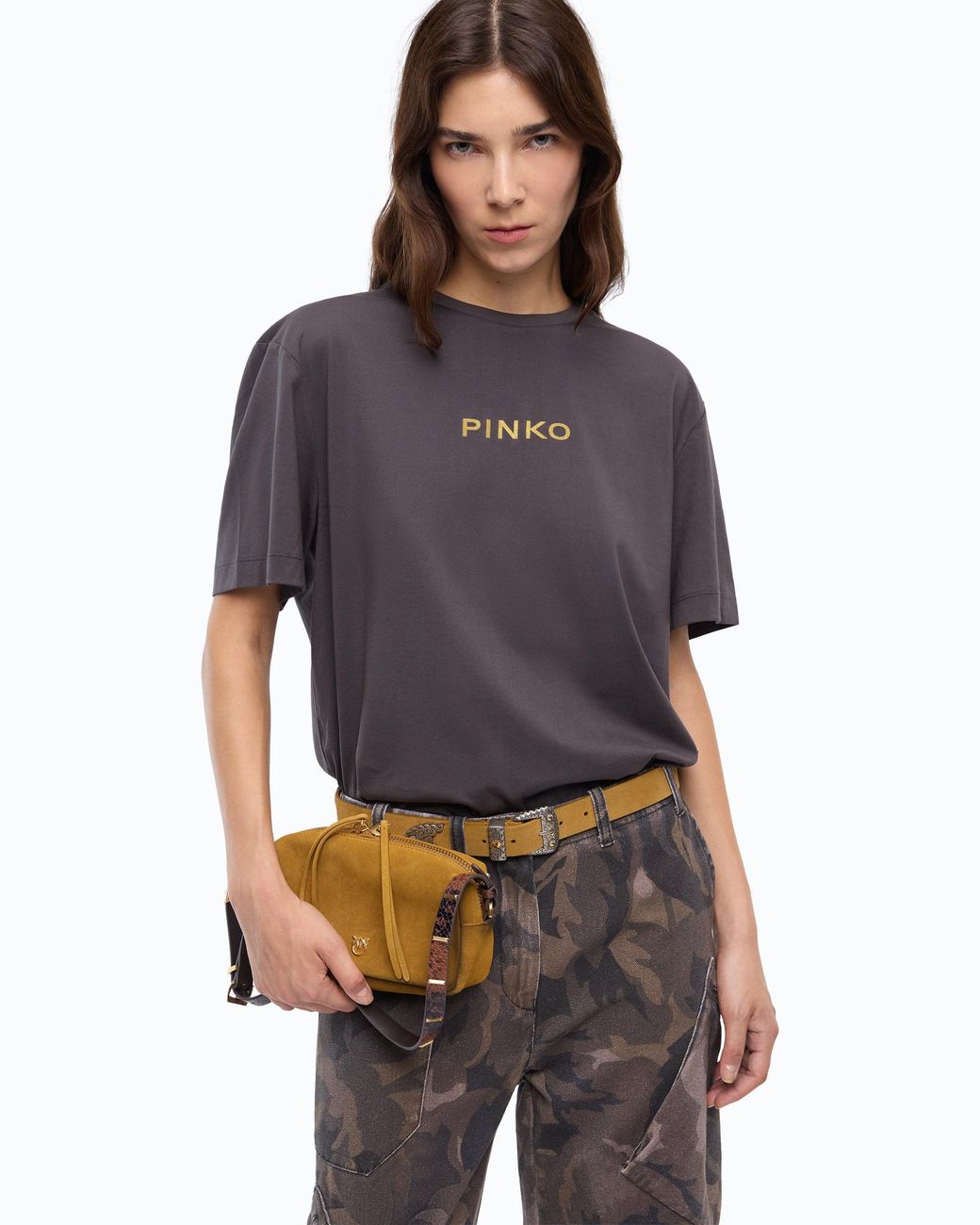 Pinko Blue Too Glam To Give A Damn T-Shirt With Rhinestones