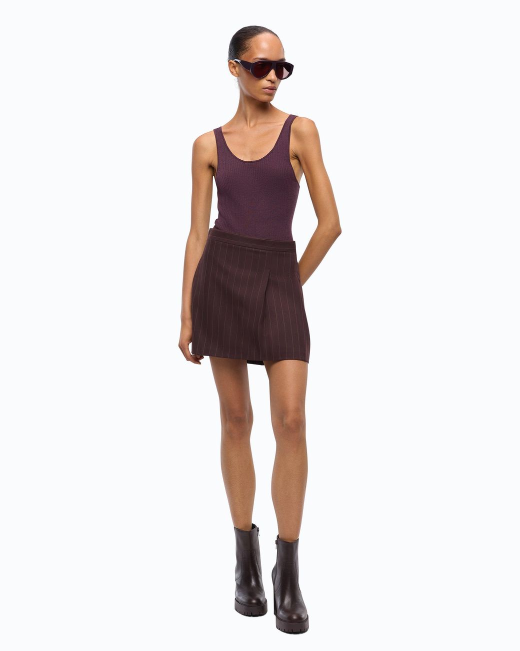 Pinko Purple Ribbed Merino Wool Vest Top