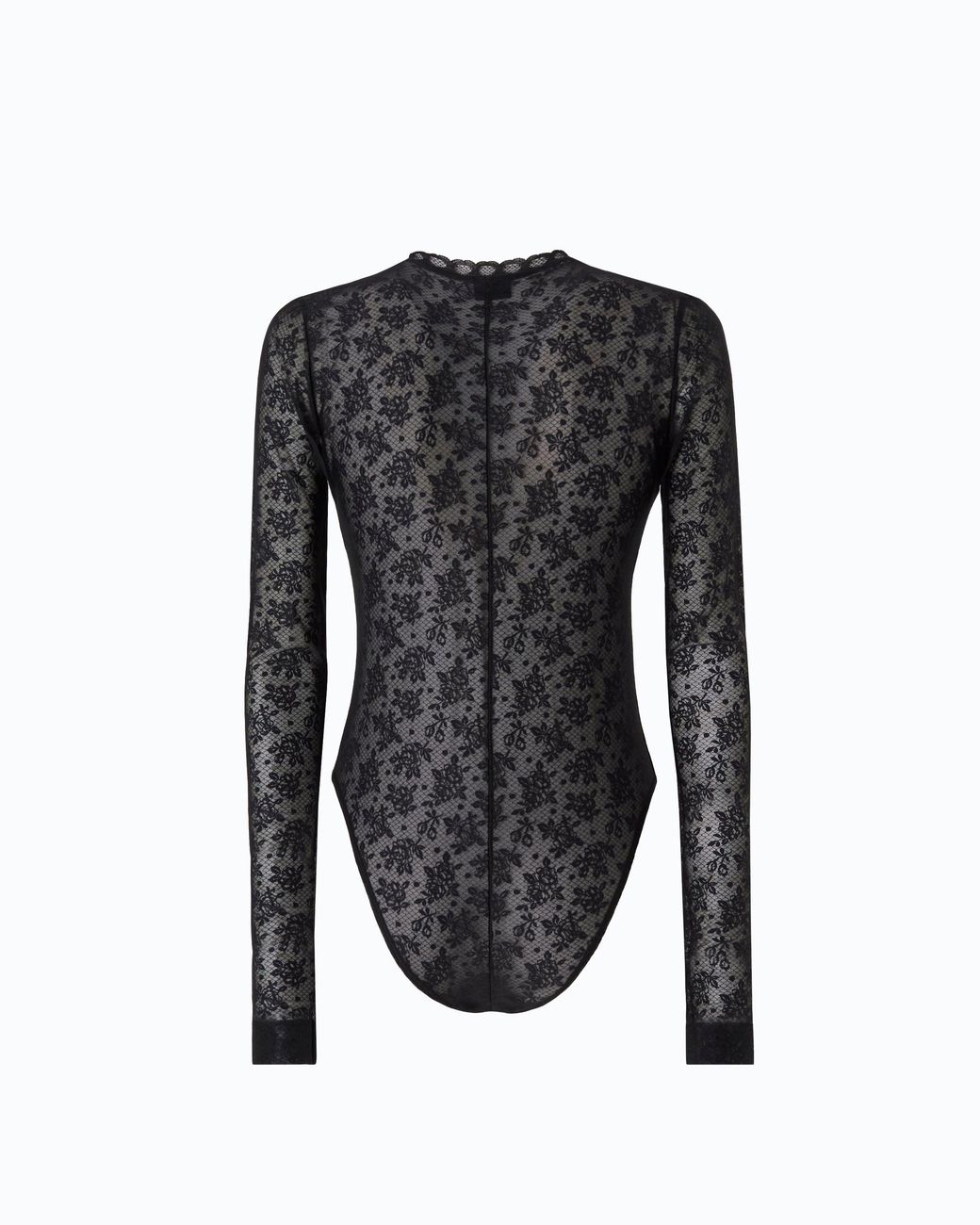 Pinko Black Floral Stretch Lace Bodysuit