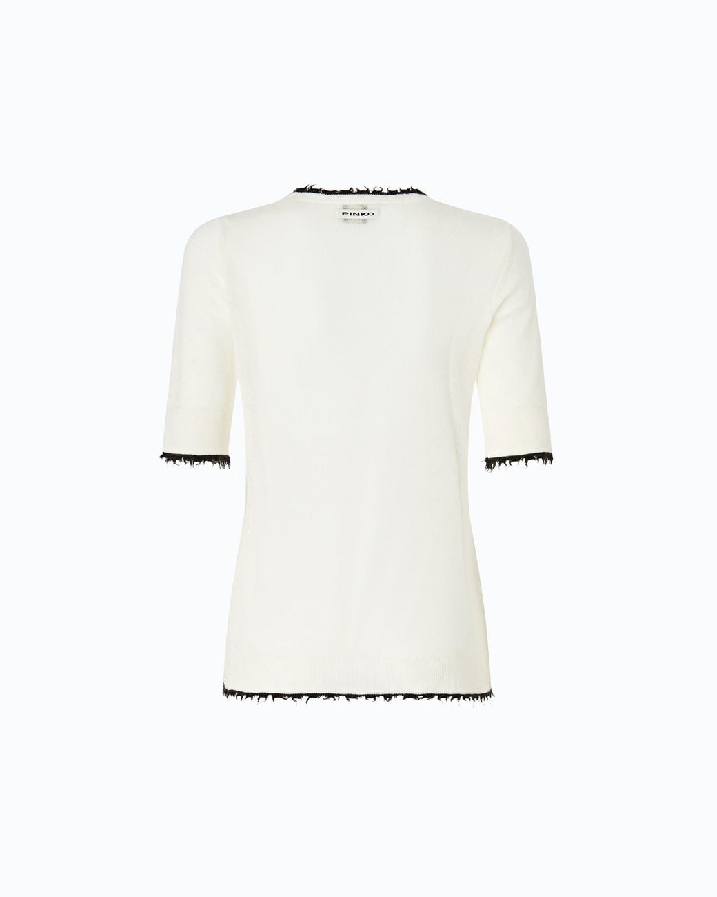 Pinko White Short-Sleeved T-Shirt With Frayed Edges