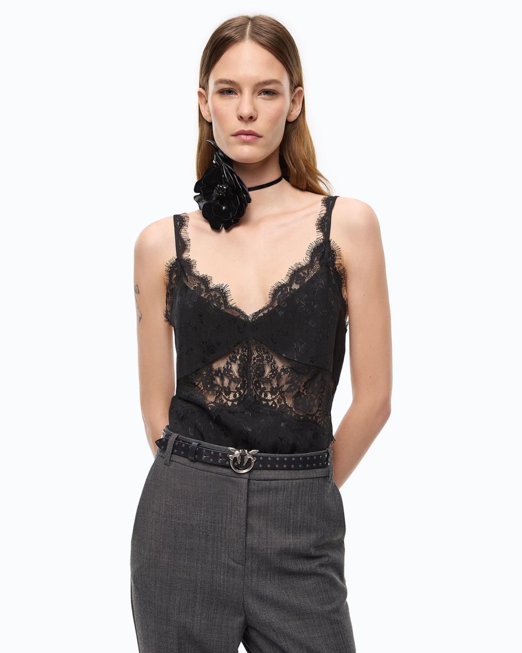 Pinko Black Lace Lingerie Top