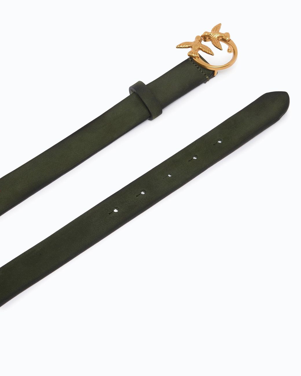 Pinko White Suede Belt With Love Birds Buckle, 2 Cm