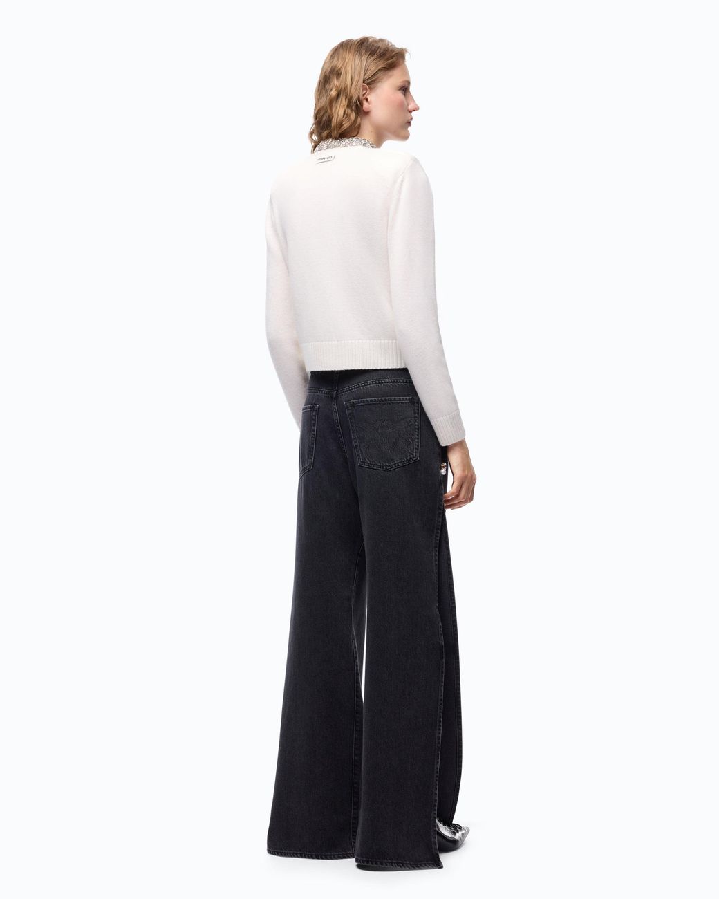 Pinko White Cardigan With Jewel Collar