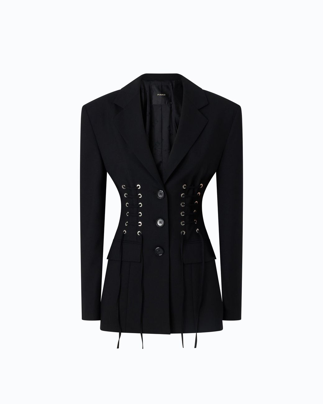 Pinko Black Slim-Fit Jacket With Bustier Design