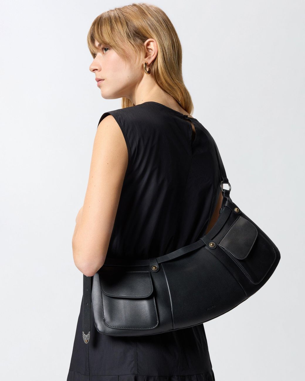 Pinko Black Pocket Body Bag Large Shoulder Bag