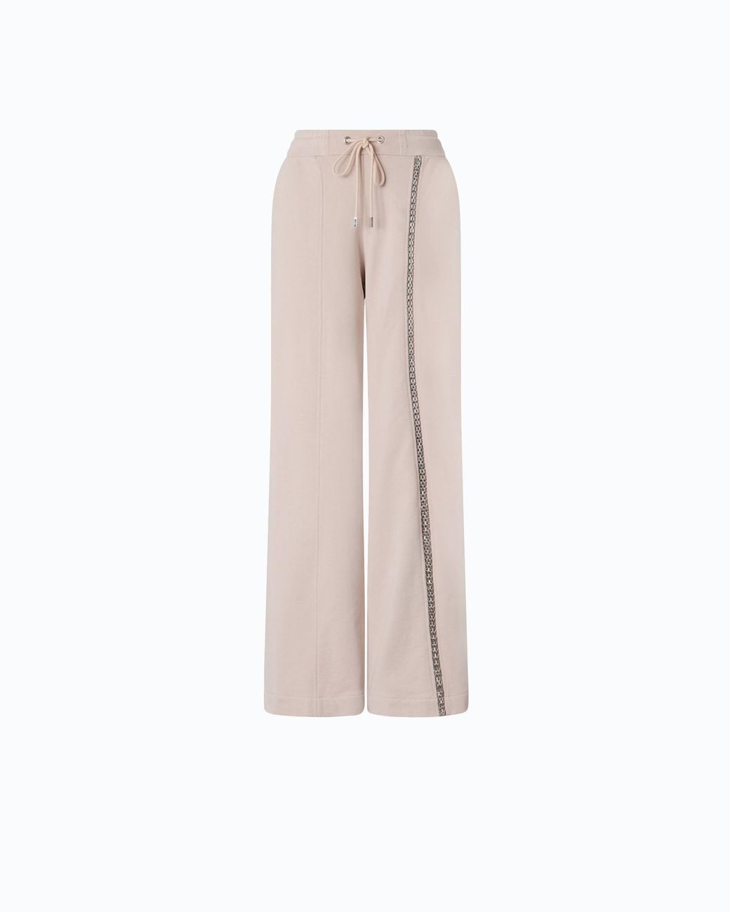 Pinko White Wide-Leg Trousers With Drawstring And Chain