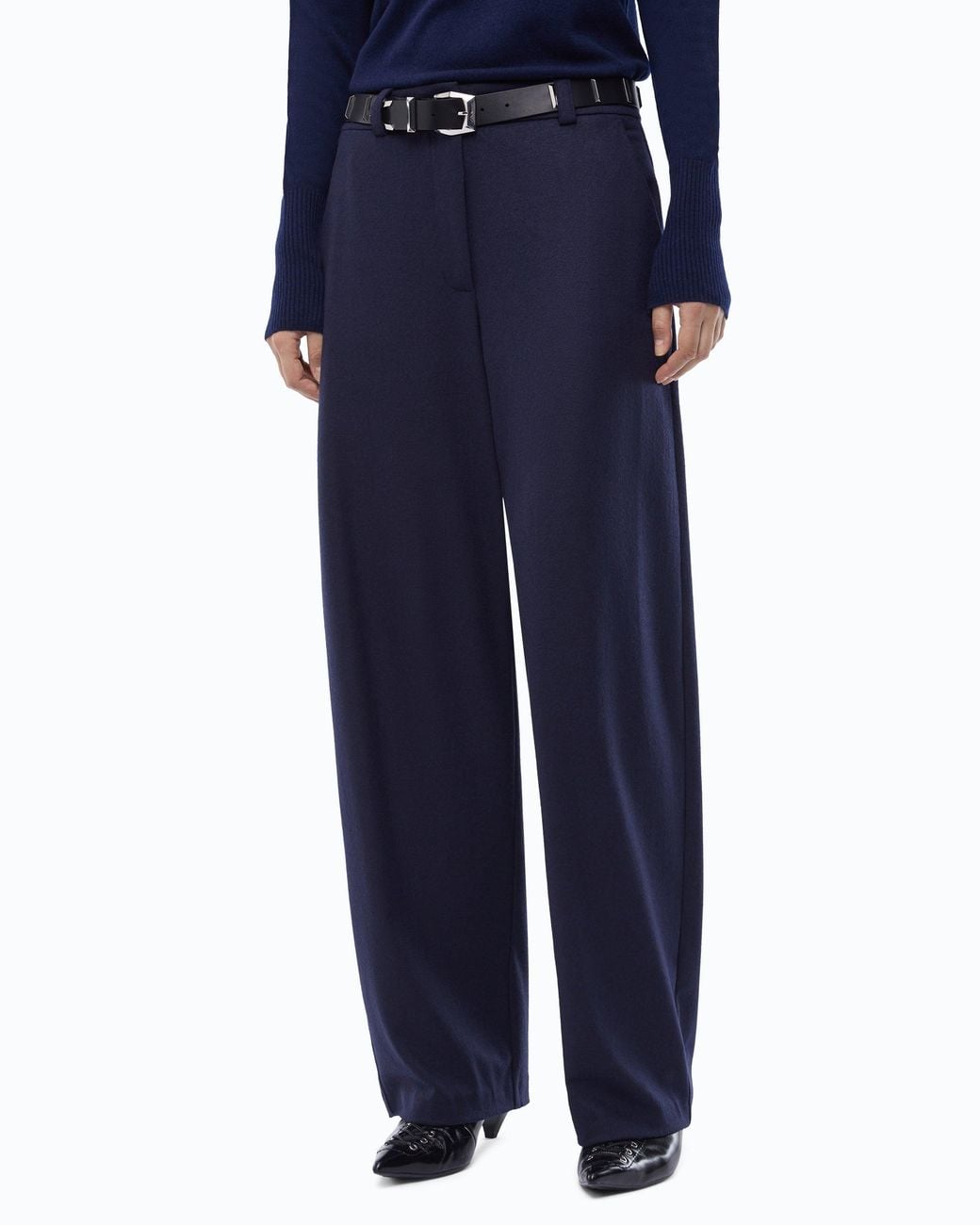 Pinko Blue Wide-Leg Jersey Flannel Trousers