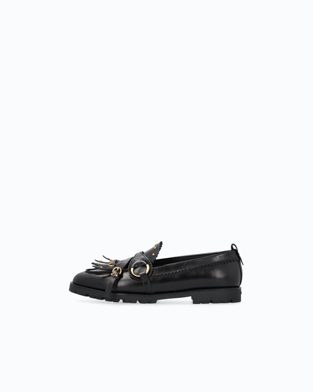 Pinko White Leather Moccasins With Straps And Fringing