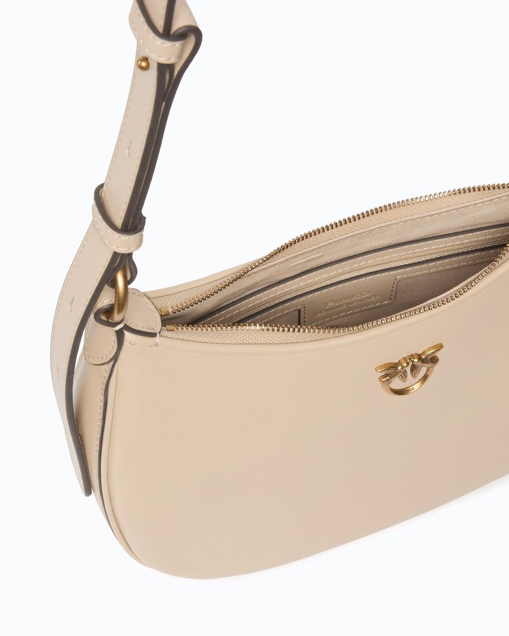 Pinko White Small Shoulder Bag Love Bag Half Moon Simply