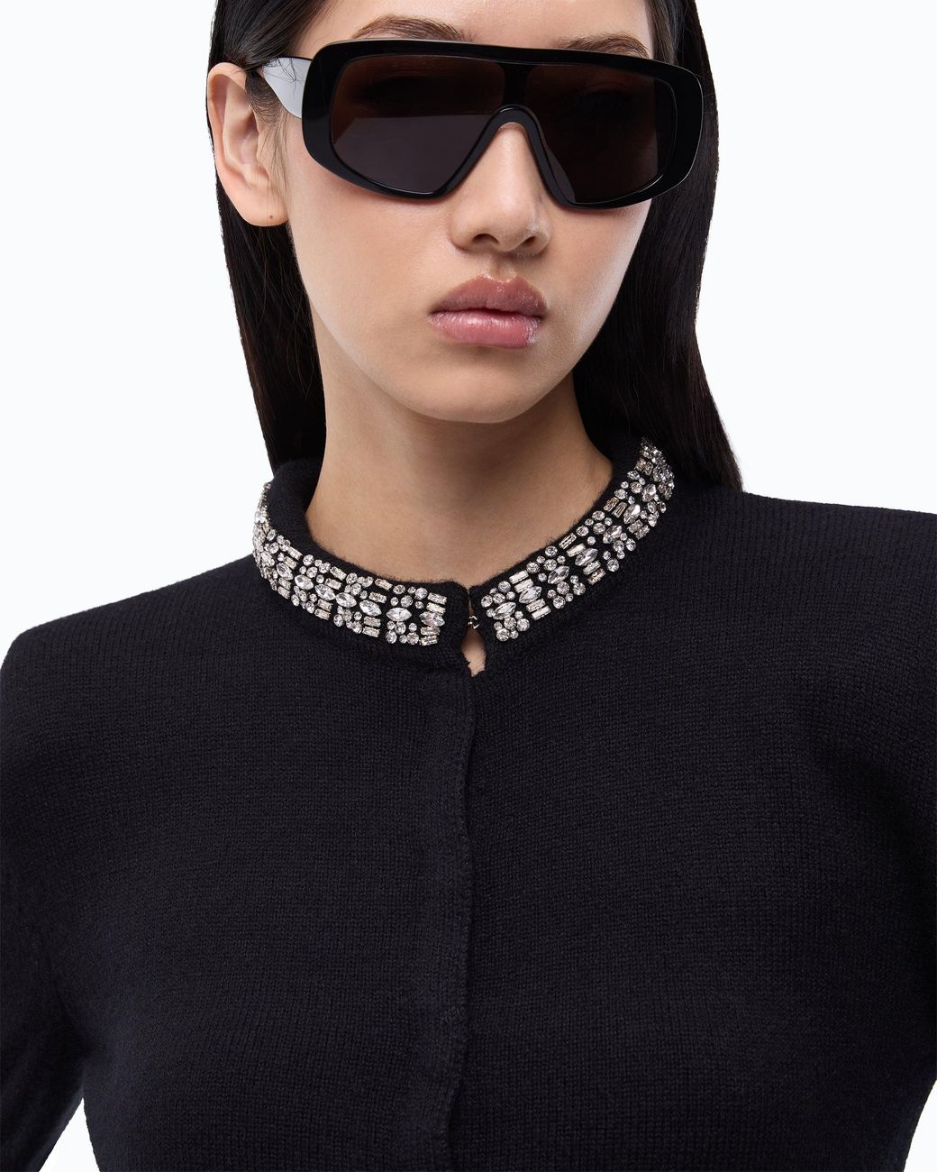 Pinko Black Cardigan With Jewel Collar