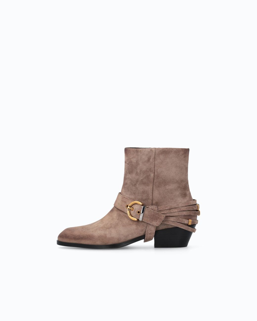 Pinko White Suede Ankle Boots With Straps And Texan Heel
