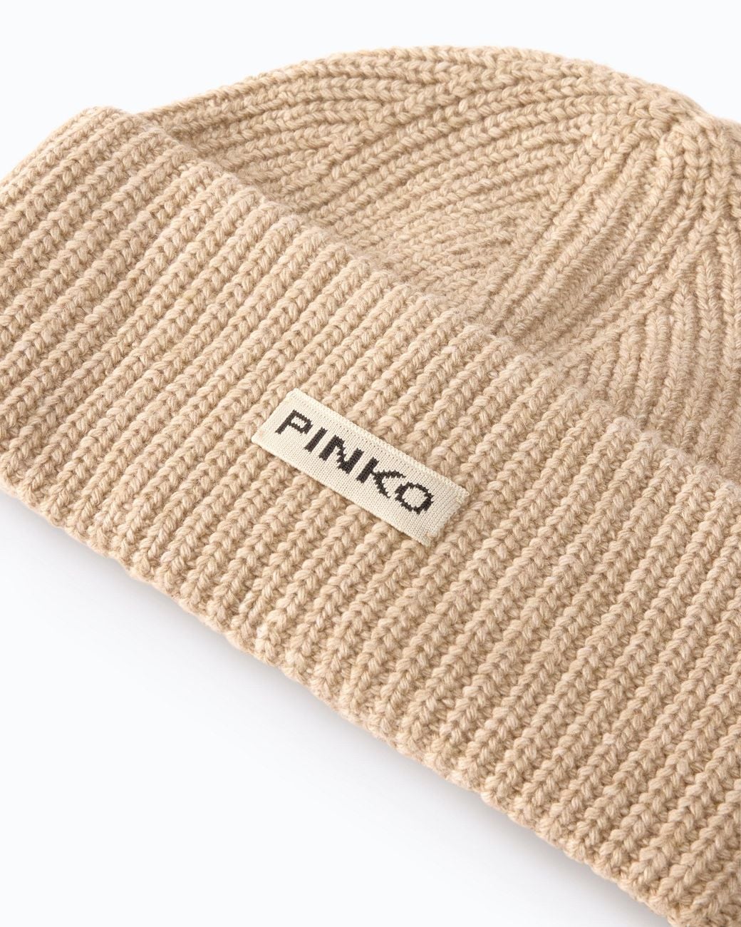 Pinko Natural Beanie With Logo Lettering