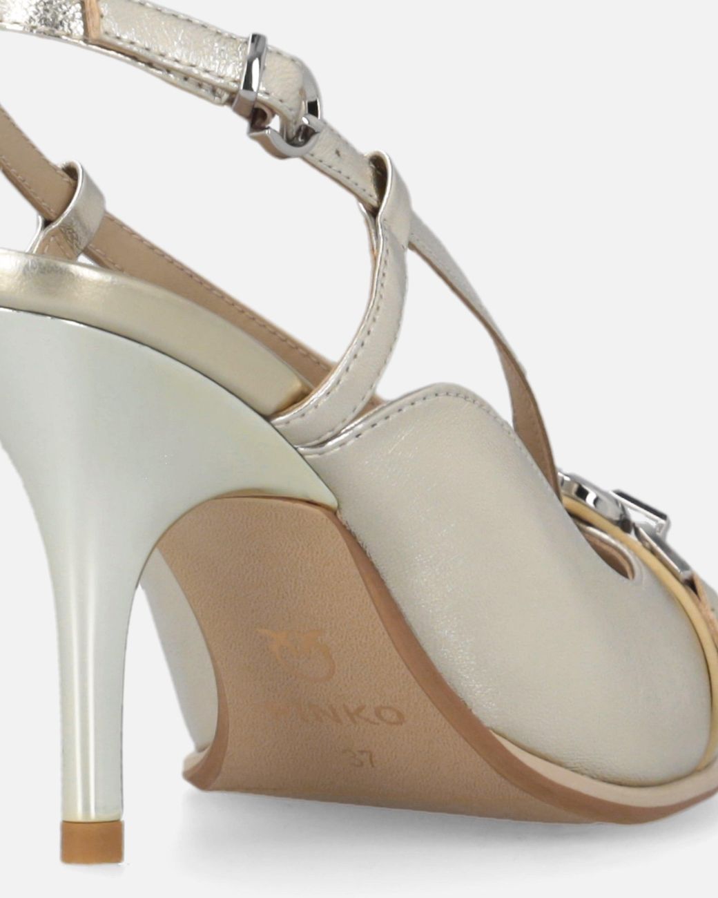 Pinko White Laminated Nappa Slingbacks