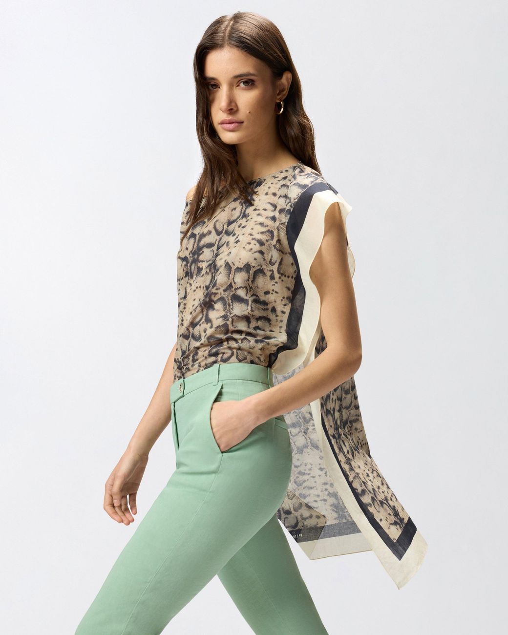 Pinko Natural Kaftan With Snake Print