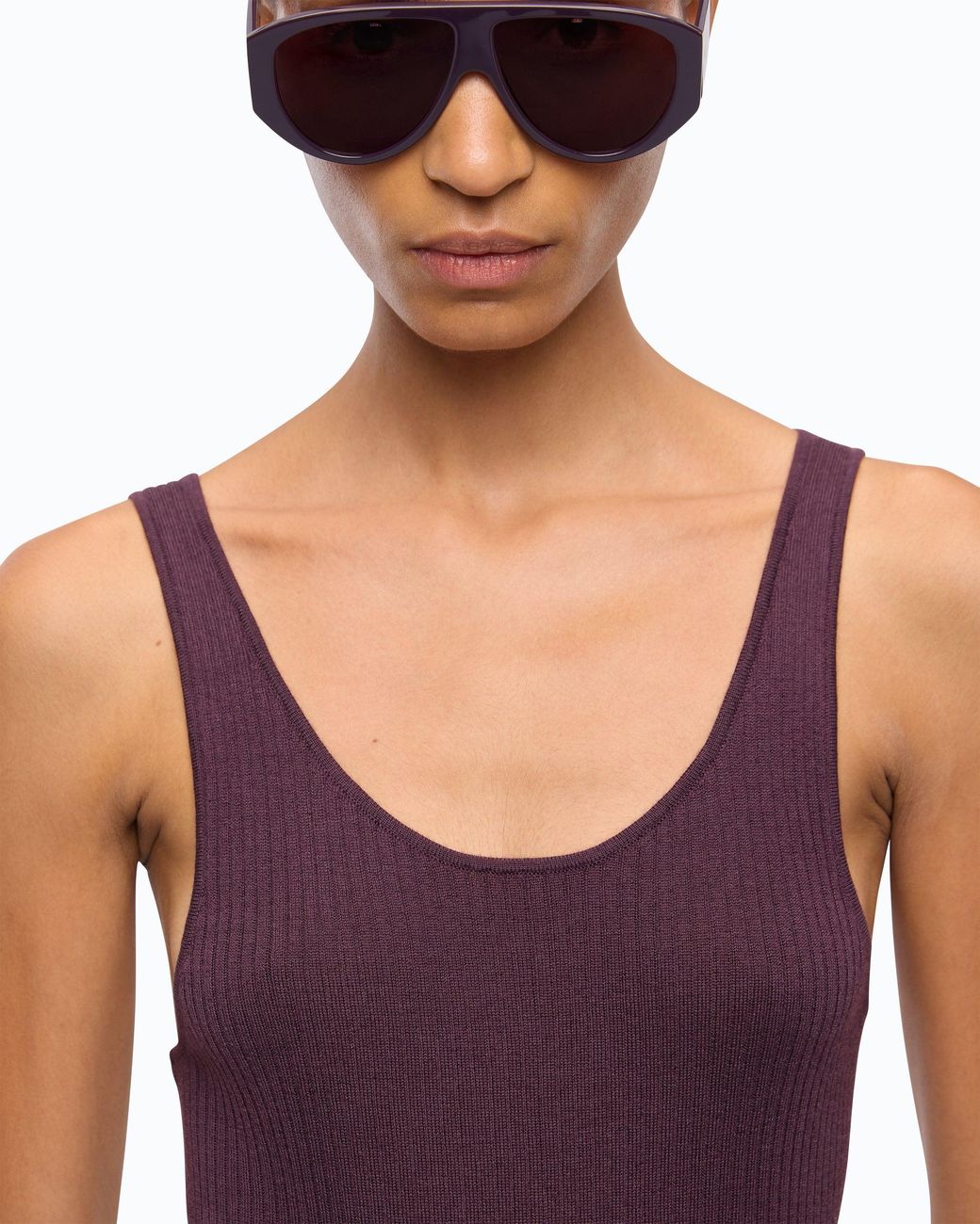 Pinko Purple Ribbed Merino Wool Vest Top