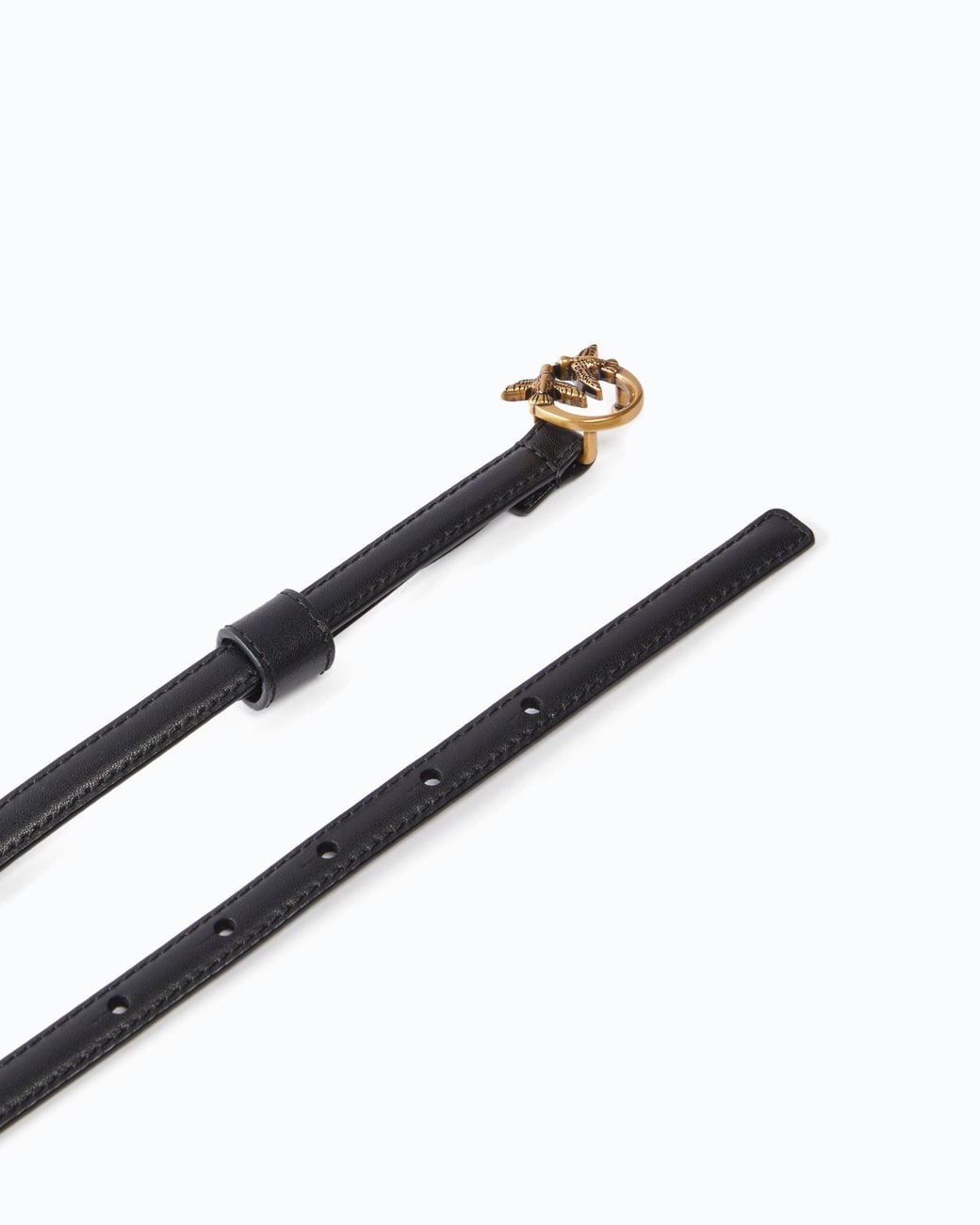 Pinko White Thin Belt With Love Birds Buckle, 1Cm