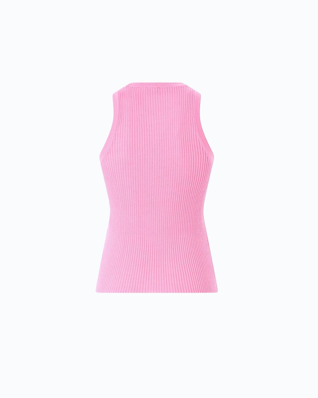 Pinko Pink Ribbed Top With Sheer Love Birds Logo