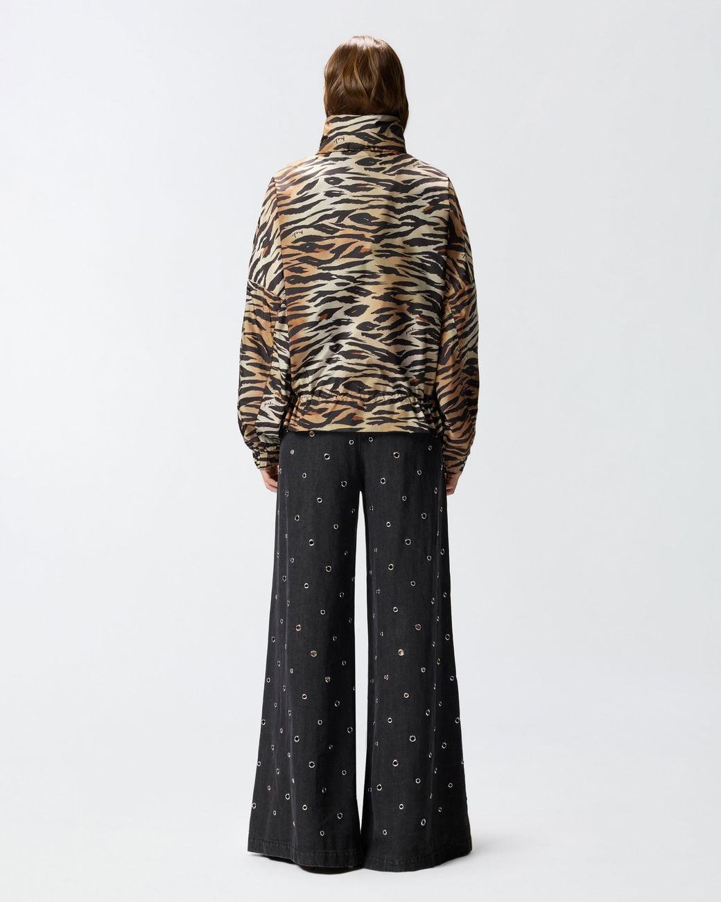 Pinko White Zipped Jacket With Tiger Print