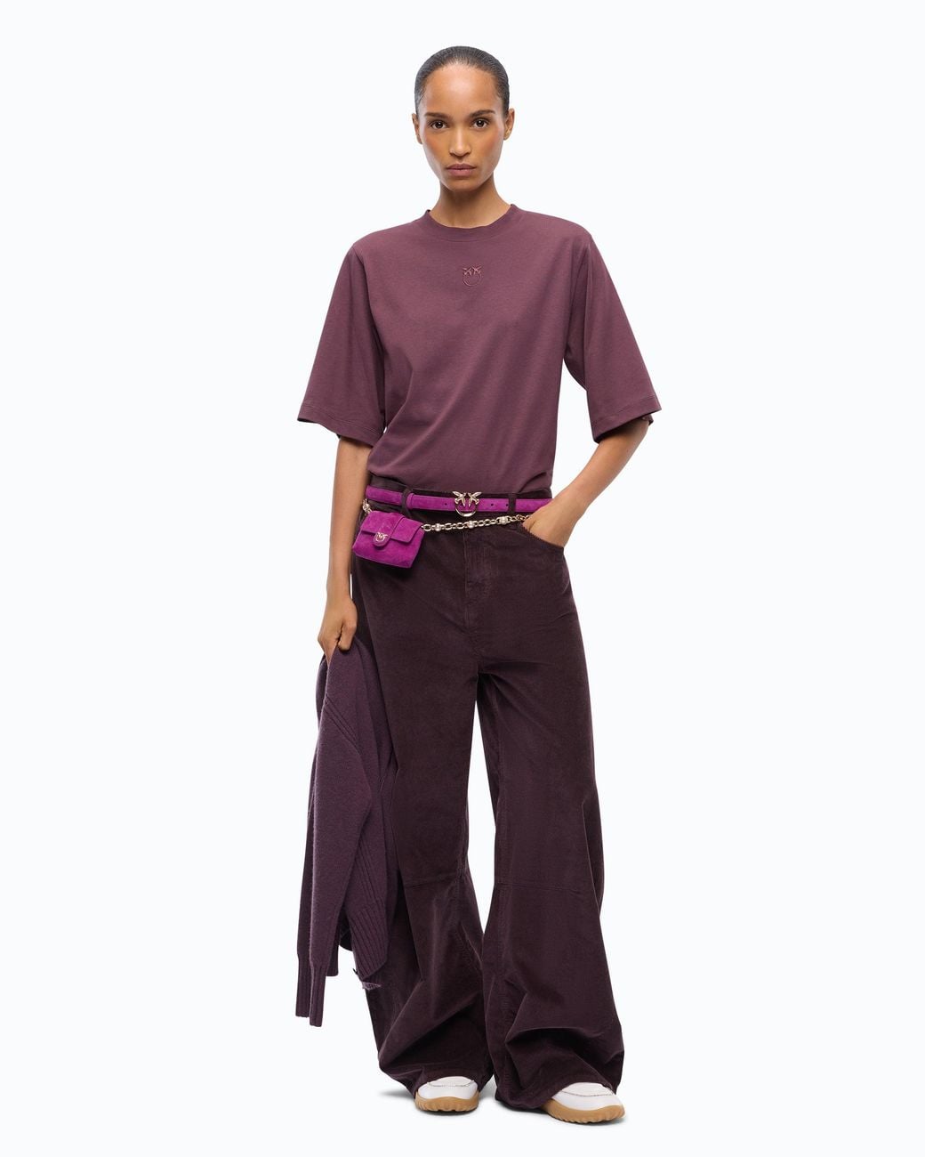 Pinko Purple T-Shirt With Wide Sleeves And Love Birds Logo