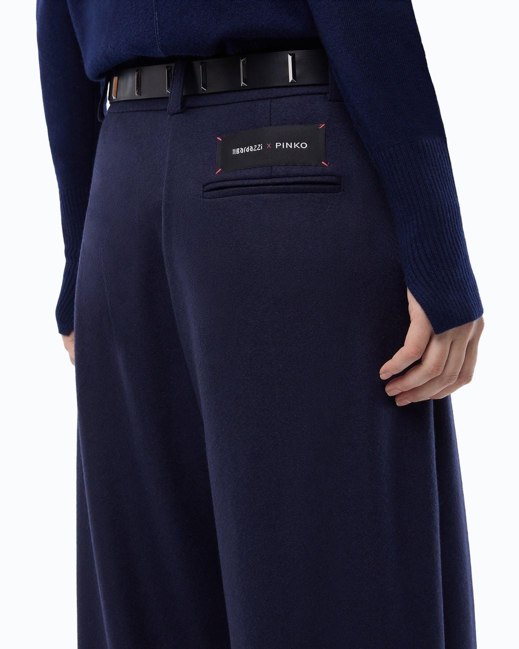 Pinko Blue Wide-Leg Jersey Flannel Trousers