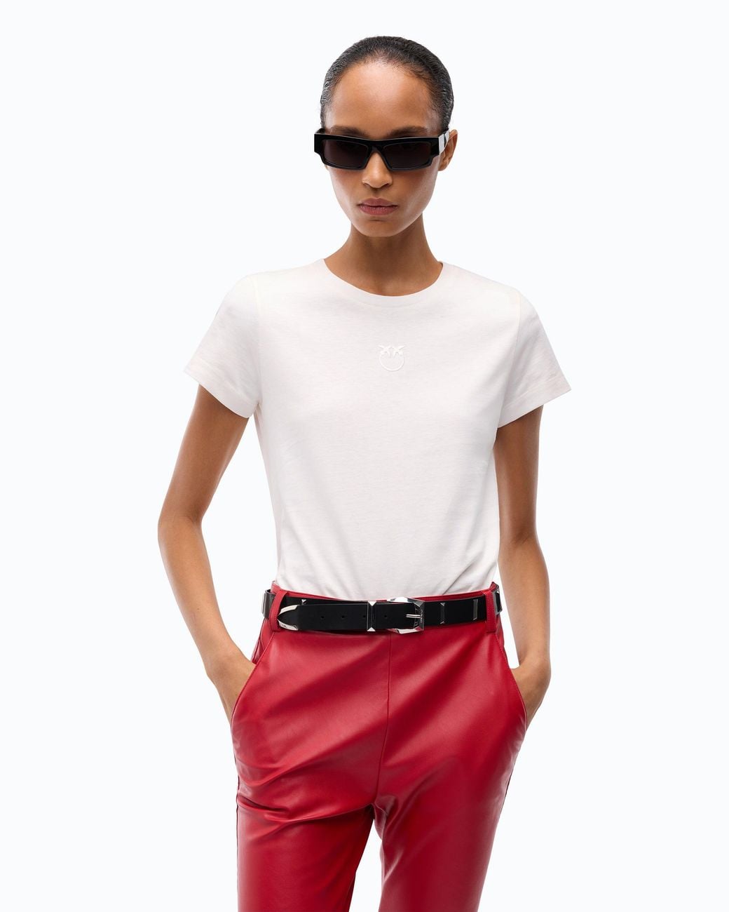 Pinko White T-Shirt With Love Birds Logo