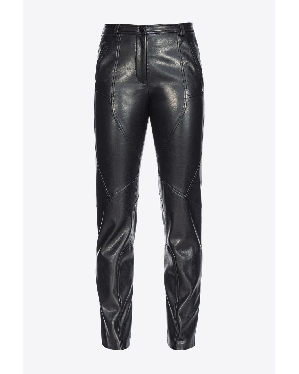 Pinko Crinkled Leather-effect Trousers in Black | Lyst UK