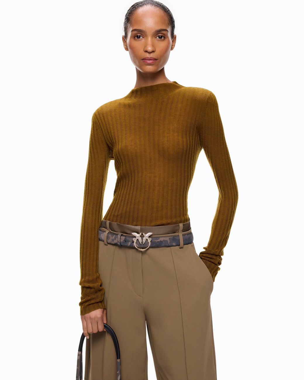 Pinko Natural Lightweight Ribbed Sweater