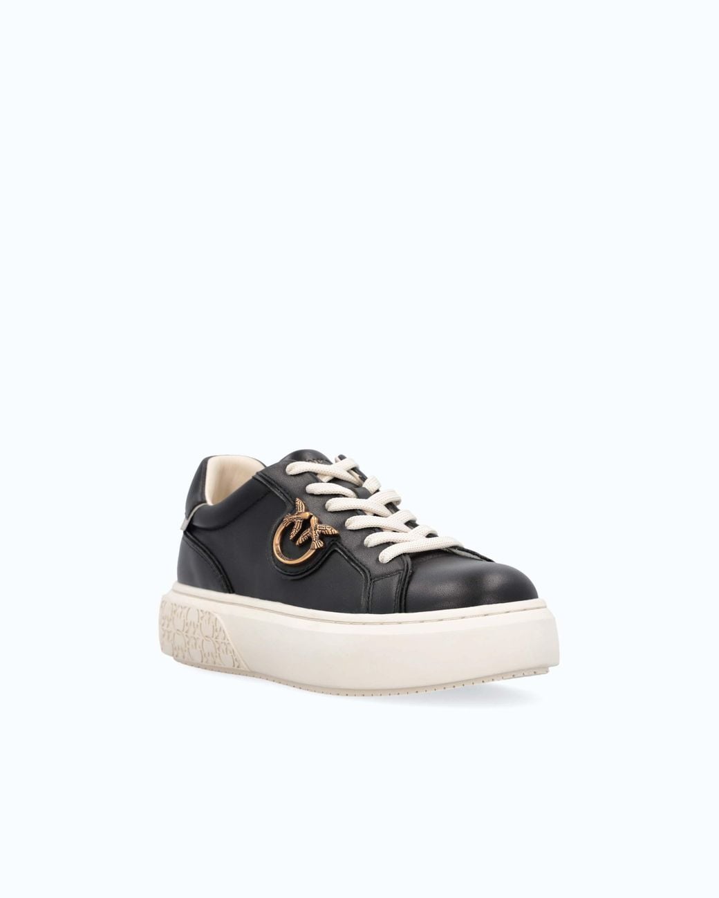 Pinko White High-Soled Flatform Sneakers With Metal Logo