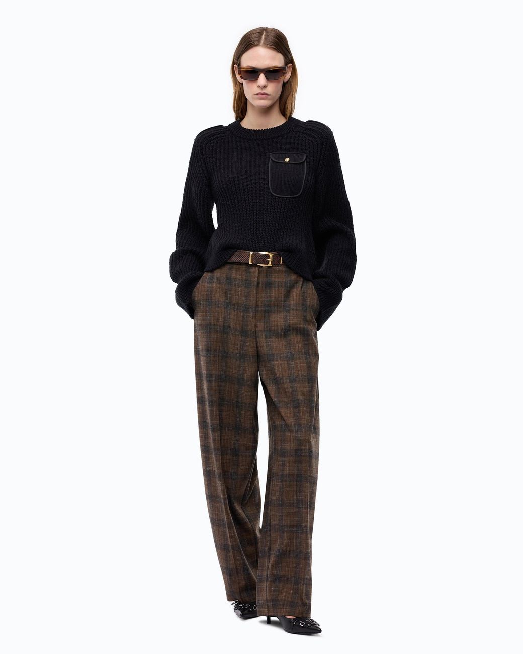 Pinko Black Ribbed Sweater With Small Pocket