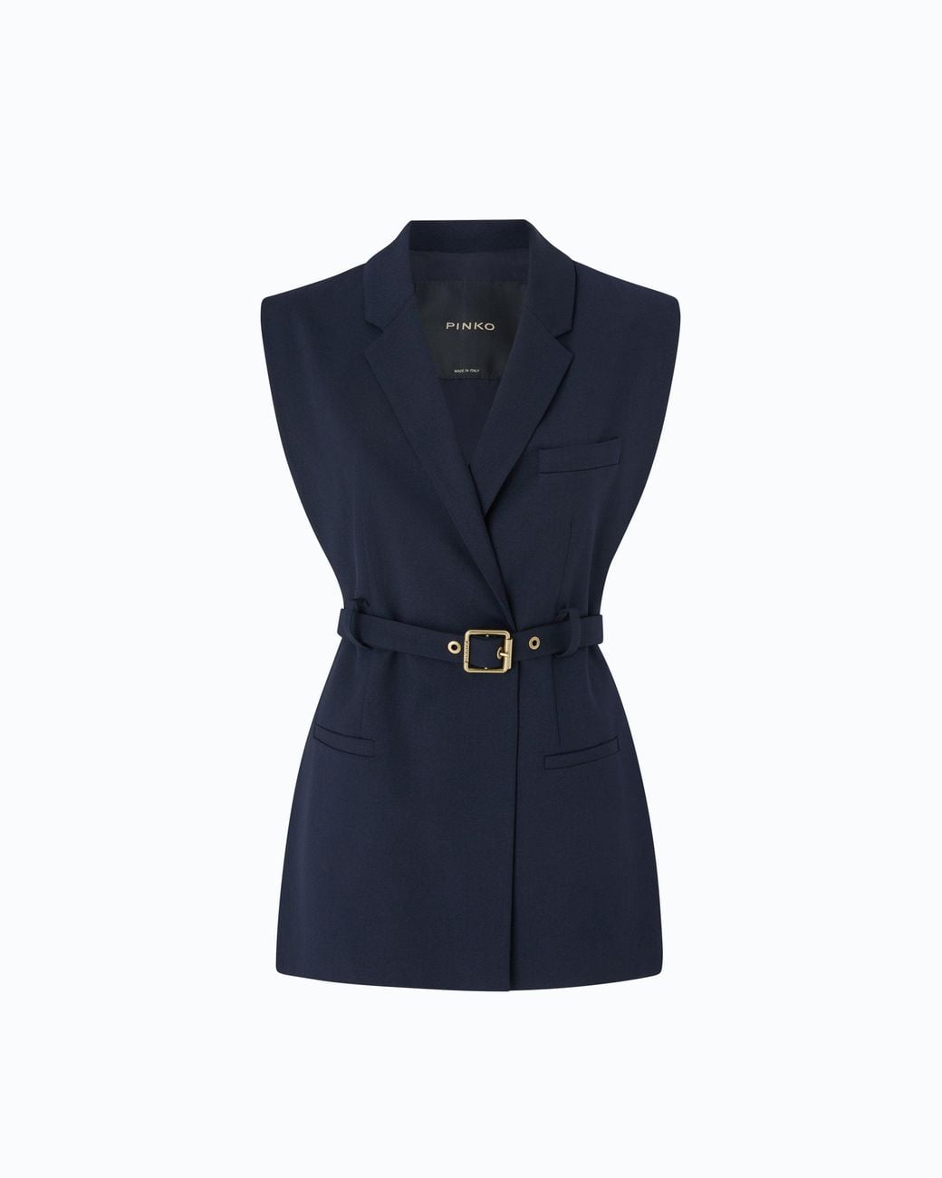 Pinko Blue Vest With Open Sides And Belt