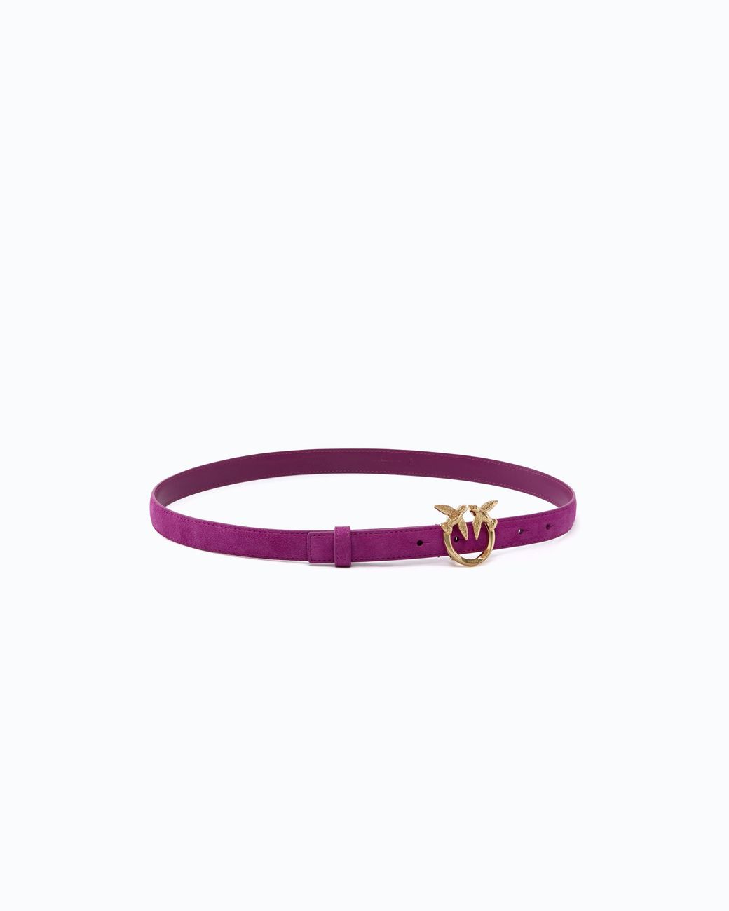 Pinko Purple Suede Belt With Love Birds Buckle, 2 Cm