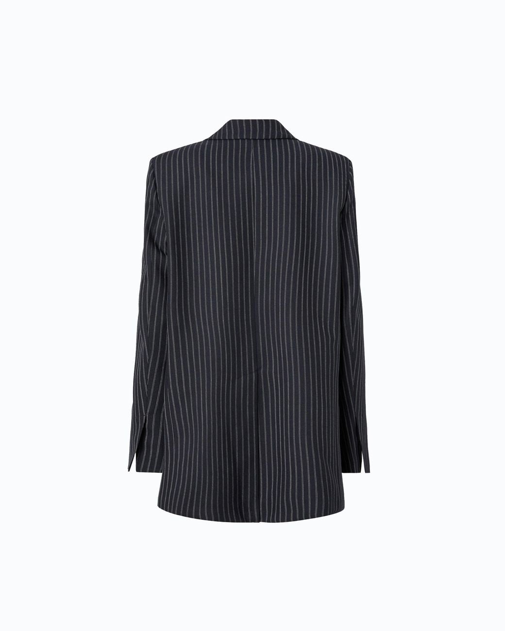 Pinko Blue Pinstriped Wool-Blend Jacket