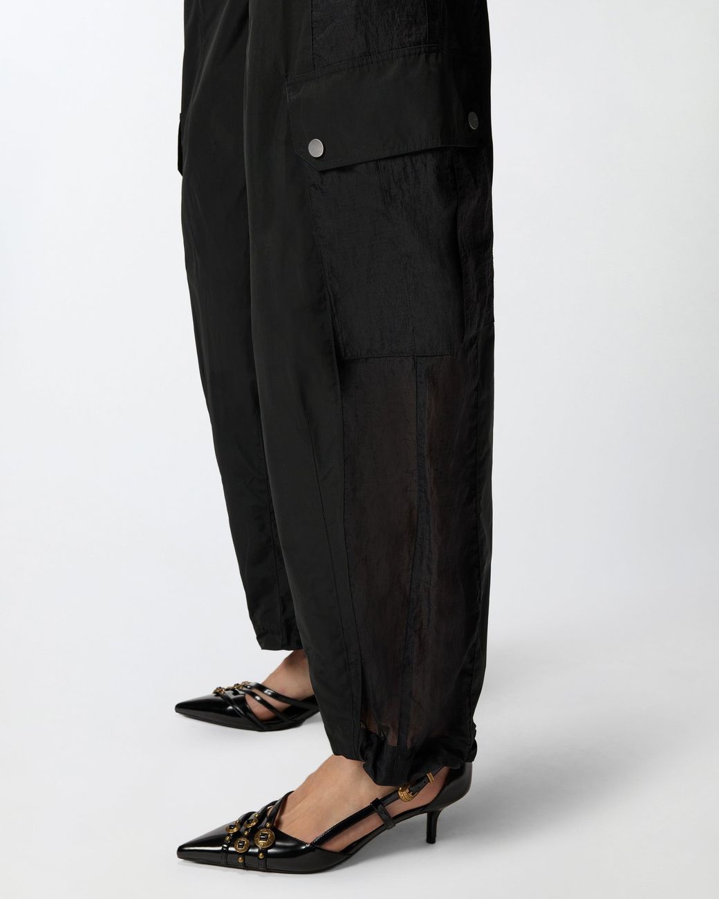 Pinko Black Workwear Trousers With Sheer Inserts