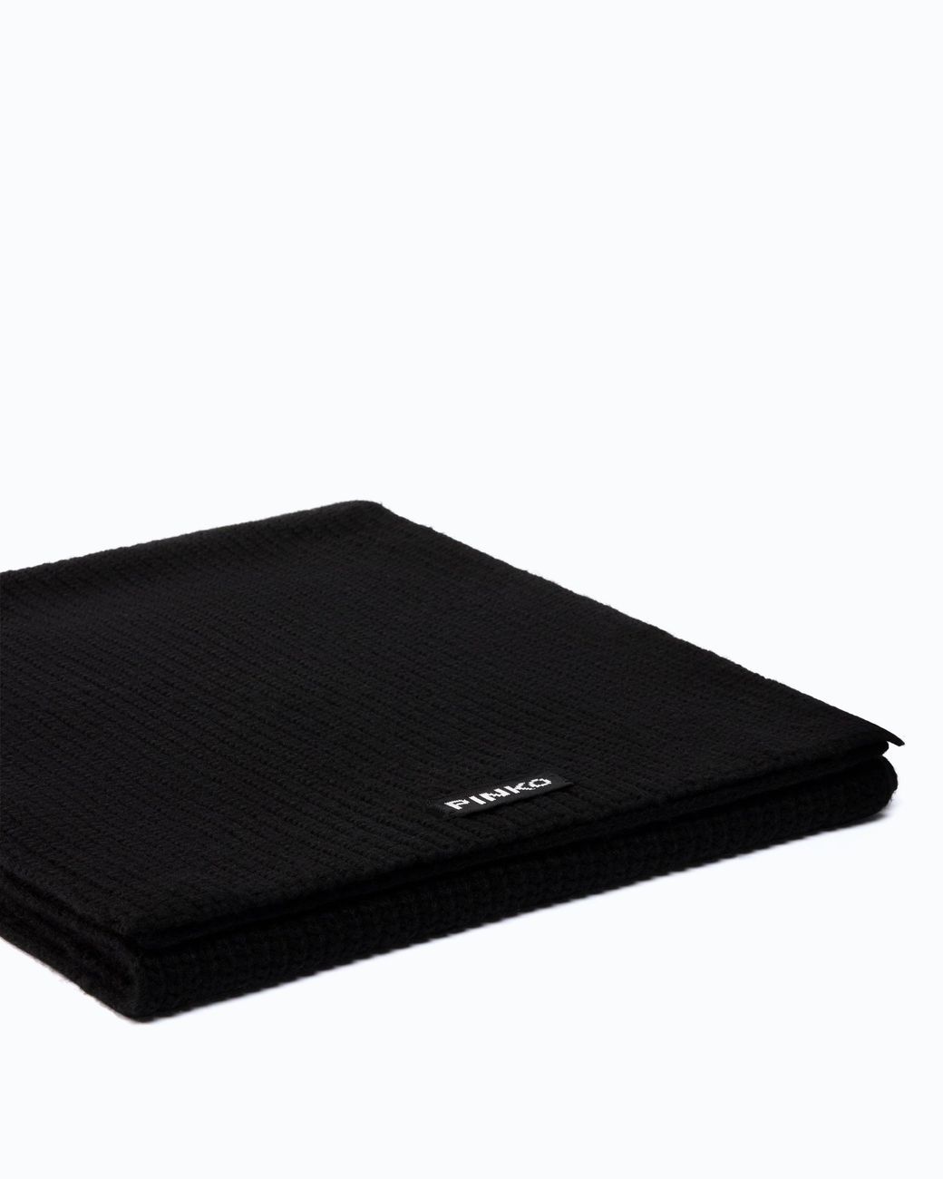 Pinko Black Ribbed Cashmere- And Wool-Blend Scarf