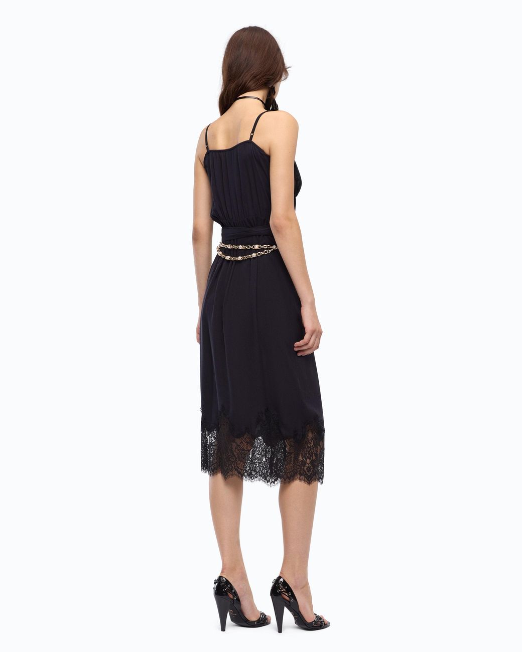Pinko Blue Midi Dress With Lace Details
