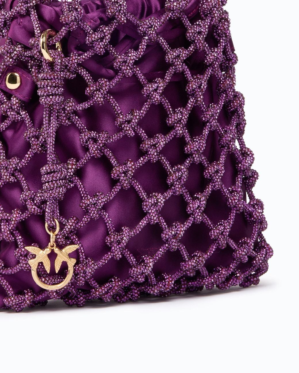 Pinko Purple Small Shoulder Bag With Micro Rhinestones