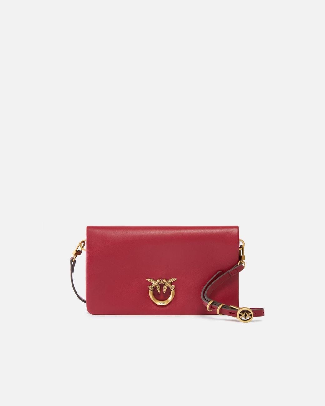 Pinko Red Love Bag Click Soft Horizontal Mini Small Crossbody Clutch