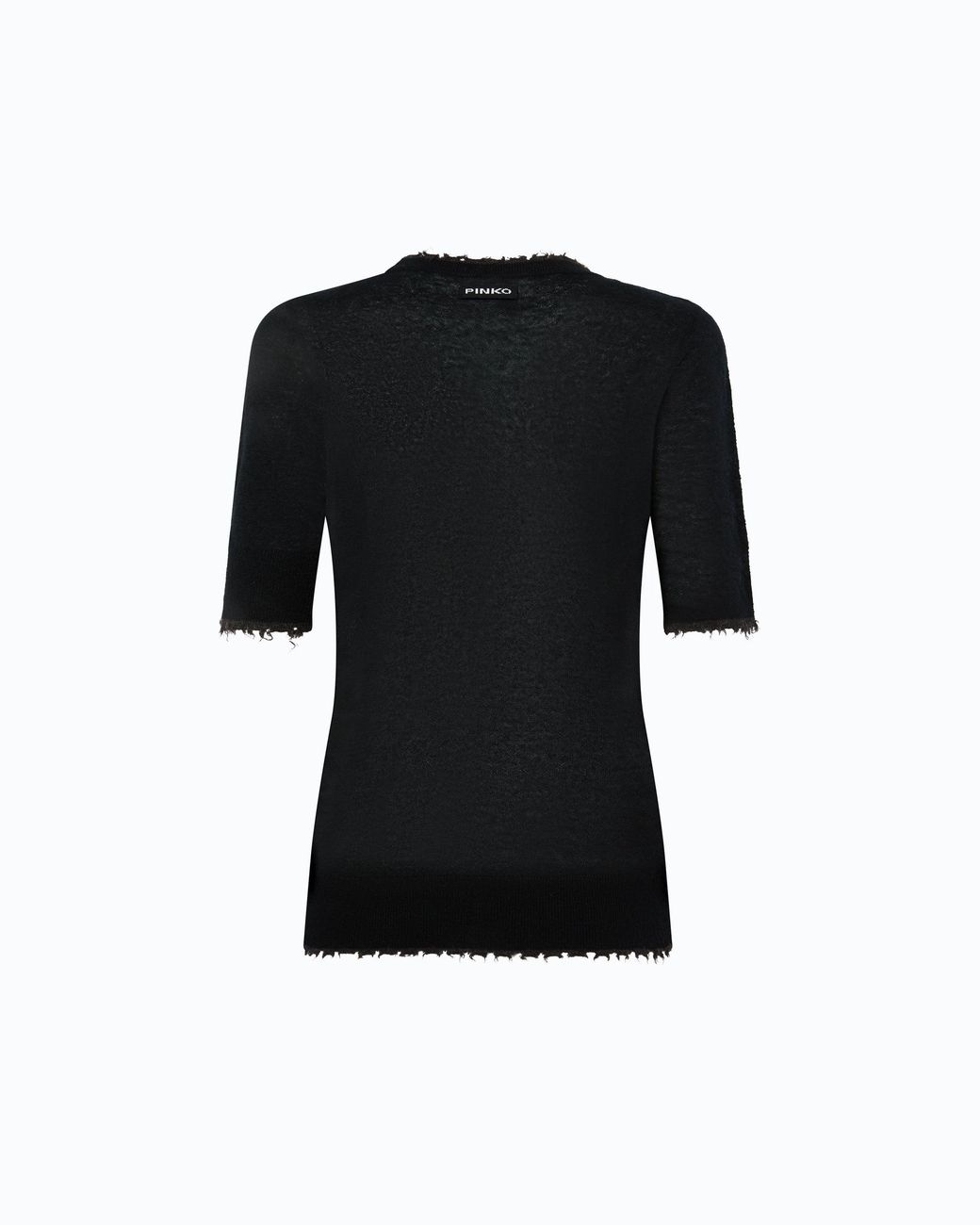 Pinko Black Short-Sleeved T-Shirt With Frayed Edges